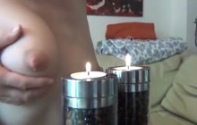 Lactating amateur and candles